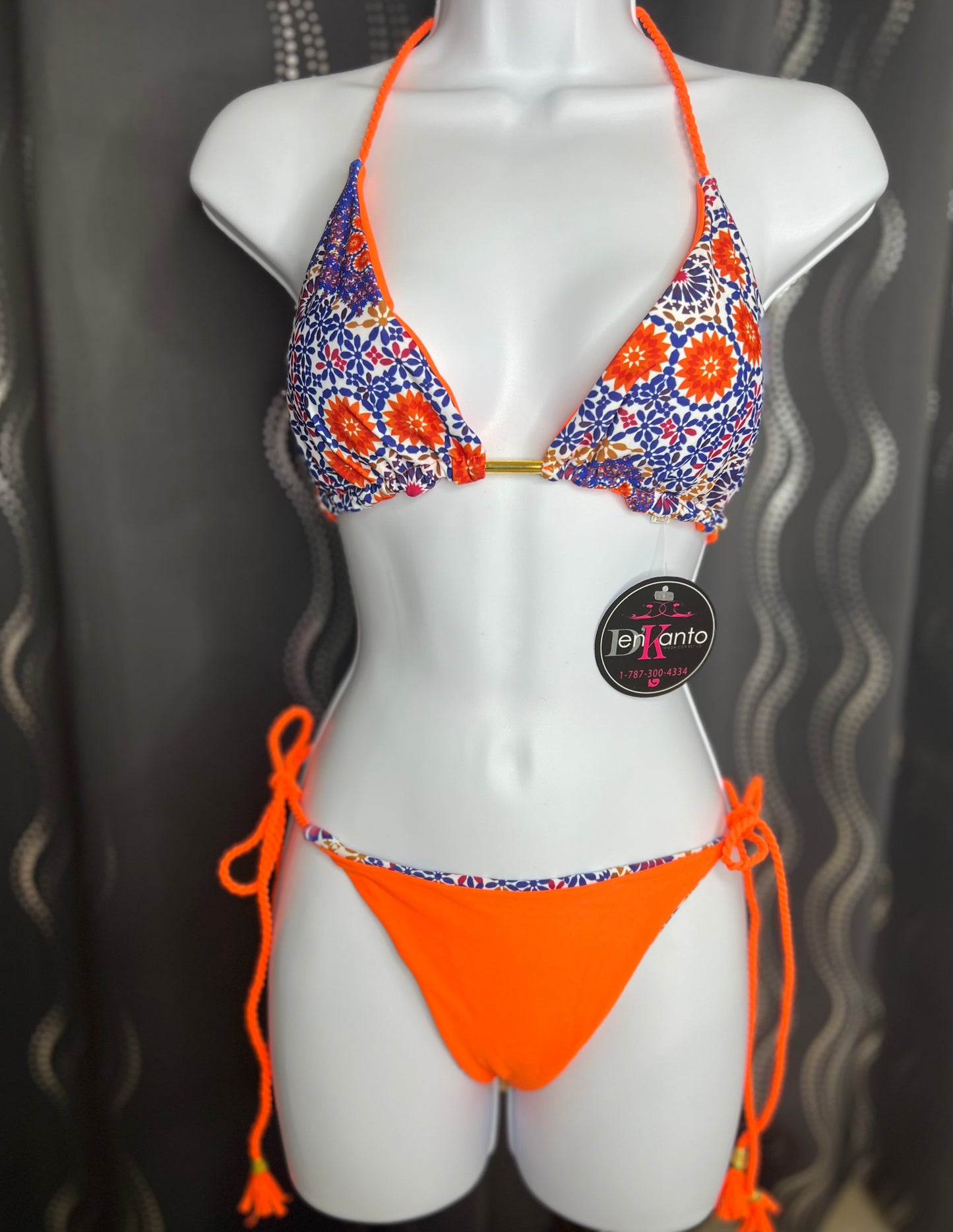 Neon blue/orange reversible swim