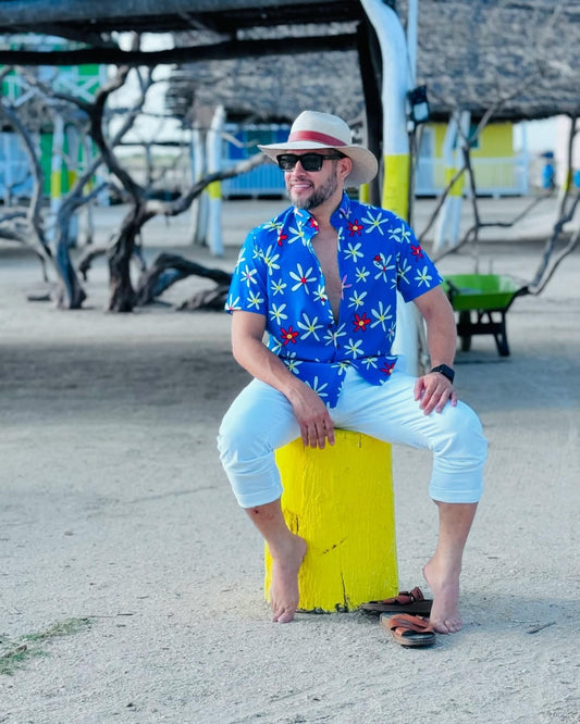 Floral blue blusa shirt